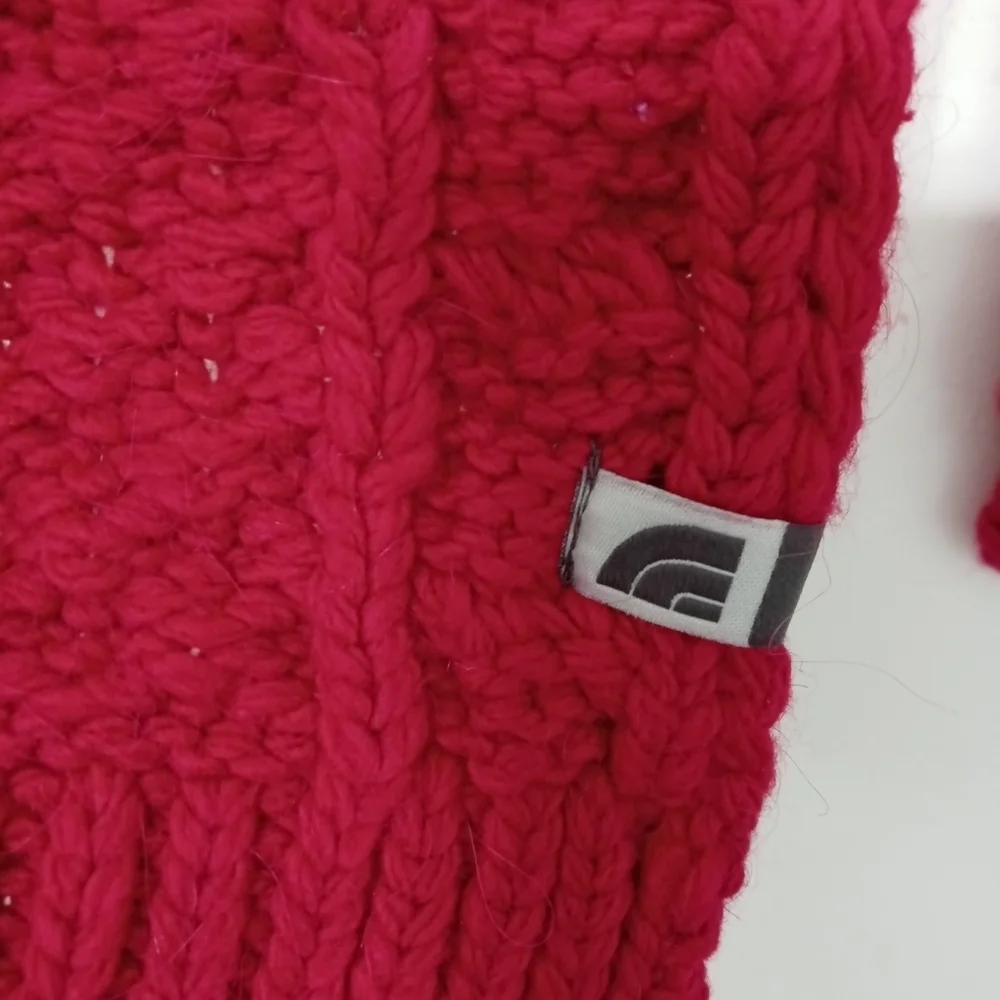 The North Face Cable Chunky knit Alpaca Wool crocheted Scarf Pink 61x 6